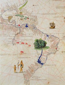 Güney Amerika, 33 Haritada bir Dünya Atlasından, Venedik, 1 Eylül 1553 (parşömen üzerine mürekkep) (330959